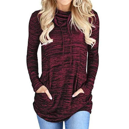Women's Long Sleeve High Collar Tops Casual Tie Dye Sweatshirt DailySale