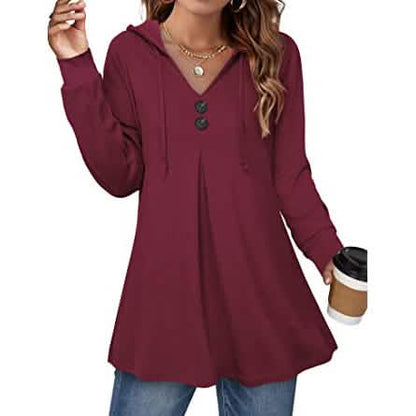 Women's Long Sleeve Hooded Tunic Tops DailySale