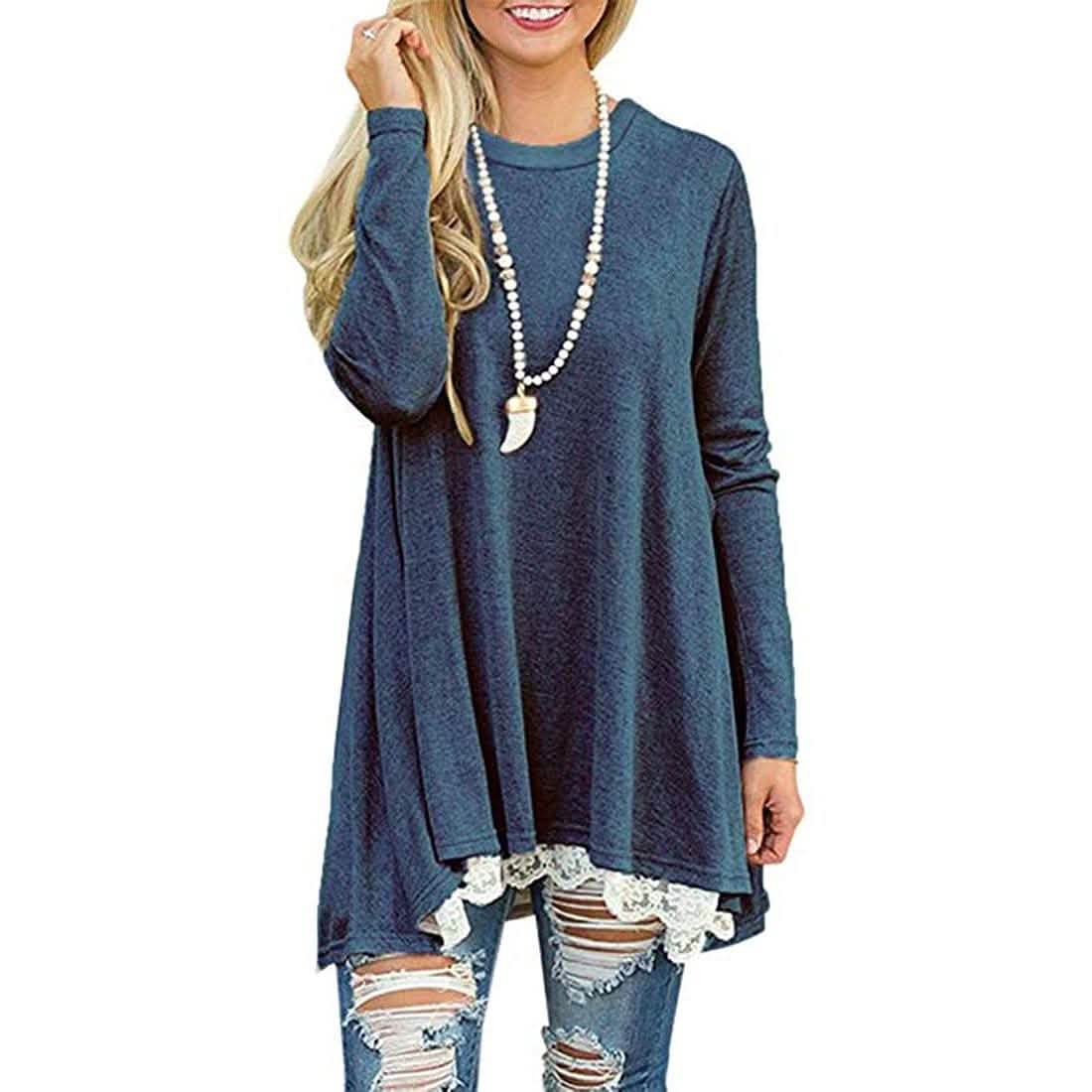 Women's Long Sleeve Lace Panel Top DailySale
