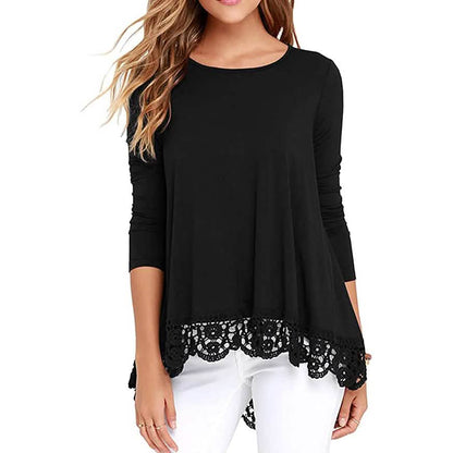 Women's Long Sleeve Lace Trim Blouse DailySale
