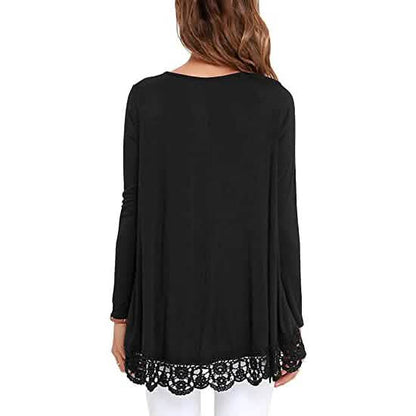 Women's Long Sleeve Lace Trim Blouse DailySale