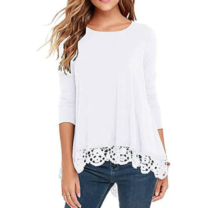 Women's Long Sleeve Lace Trim Blouse DailySale