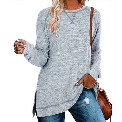 Women's Long Sleeve Loose Casual Autumn Pullover Side Slit Tunic Top DailySale
