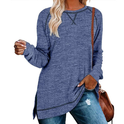 Women's Long Sleeve Loose Casual Autumn Pullover Side Slit Tunic Top DailySale