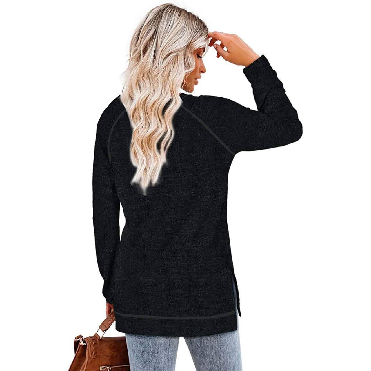 Women's Long Sleeve Loose Casual Autumn Pullover Side Slit Tunic Top DailySale