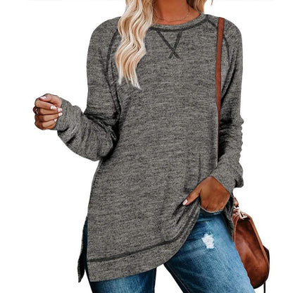 Women's Long Sleeve Loose Casual Autumn Pullover Side Slit Tunic Top DailySale