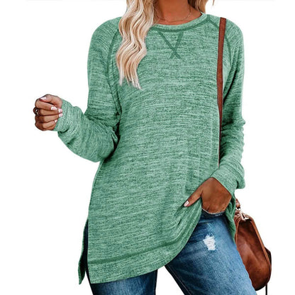 Women's Long Sleeve Loose Casual Autumn Pullover Side Slit Tunic Top DailySale