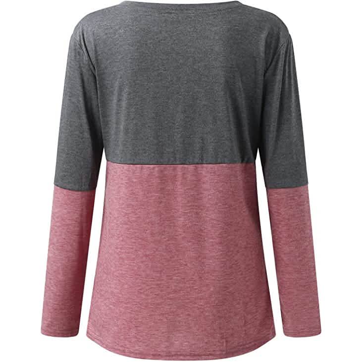 Women's Long Sleeve V Neck Loose Basic Shirt DailySale