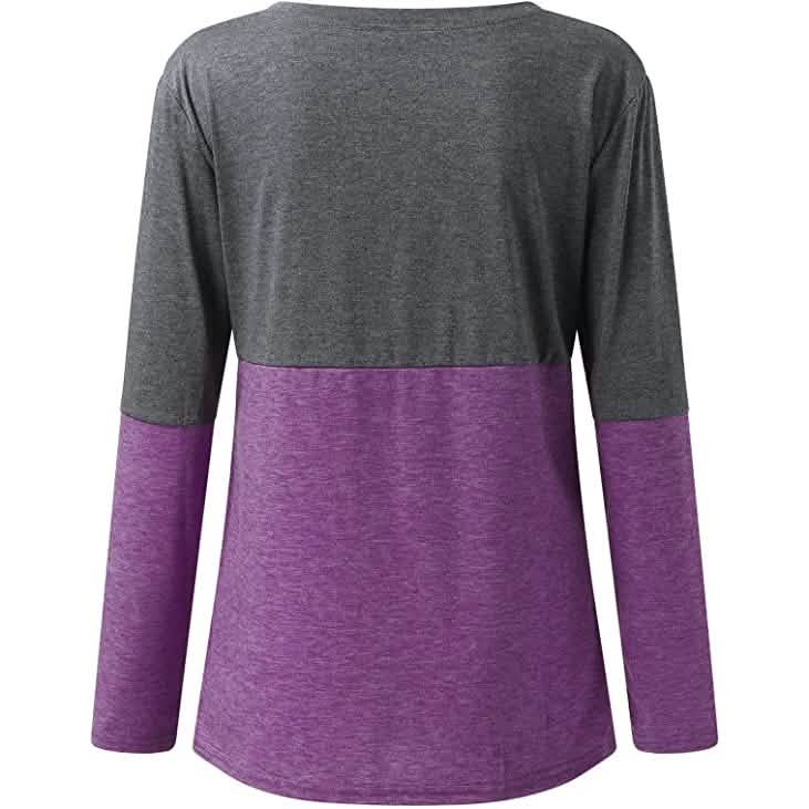 Women's Long Sleeve V Neck Loose Basic Shirt DailySale
