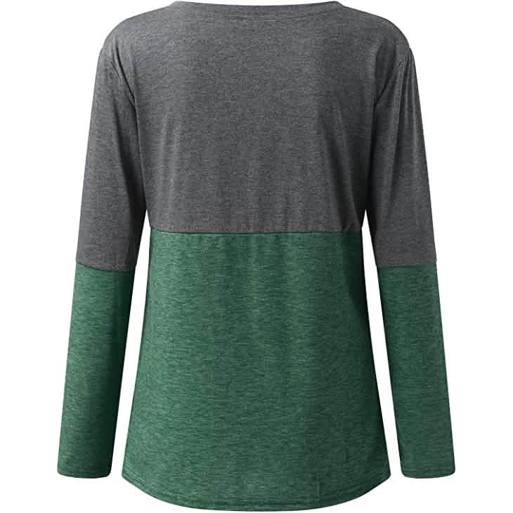 Women's Long Sleeve V Neck Loose Basic Shirt DailySale