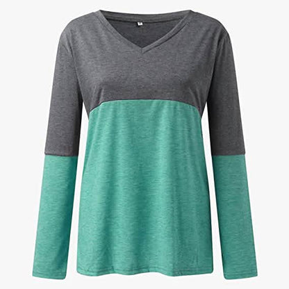 Women's Long Sleeve V Neck Loose Basic Shirt DailySale