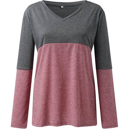 Women's Long Sleeve V Neck Loose Basic Shirt DailySale