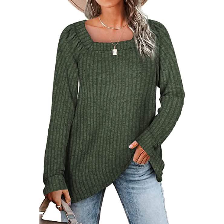 Women's Long Sleeve V Neck Sweater Tops DailySale