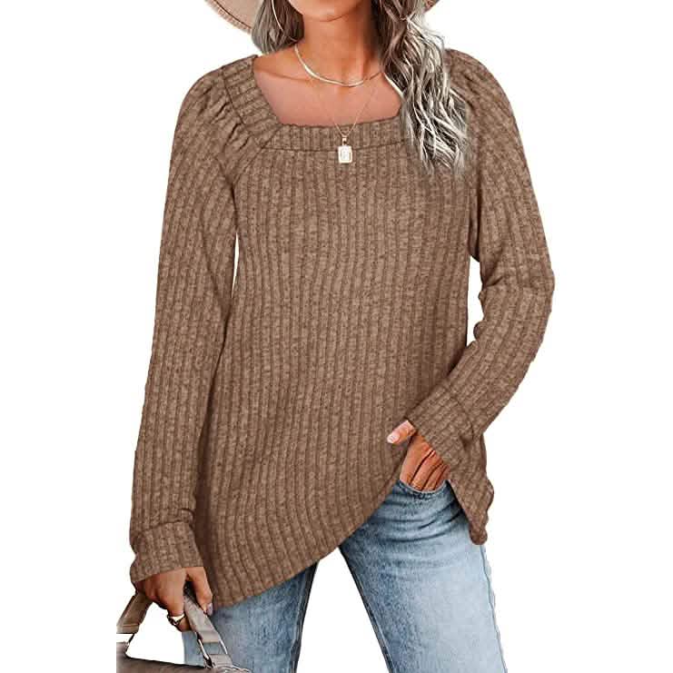 Women's Long Sleeve V Neck Sweater Tops DailySale