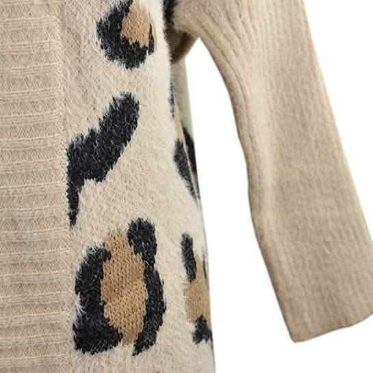 Women's Long Sleeves Leopard Print Knitting Cardigan DailySale