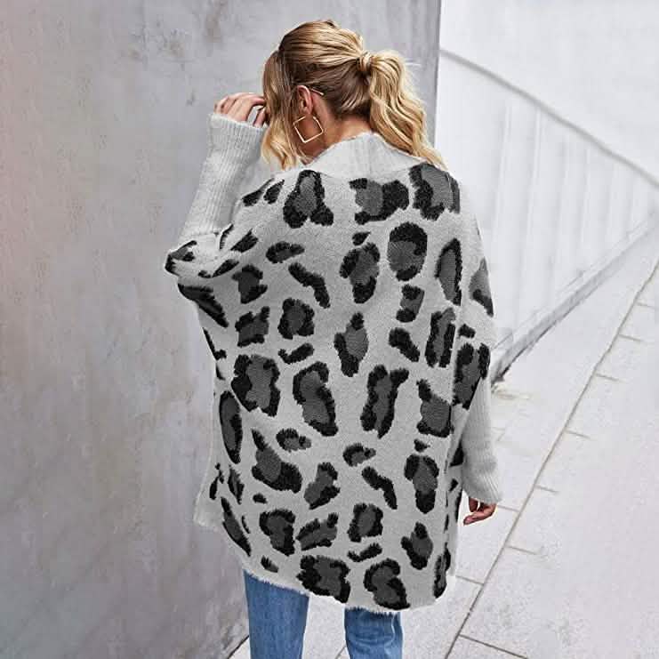 Women's Long Sleeves Leopard Print Knitting Cardigan DailySale