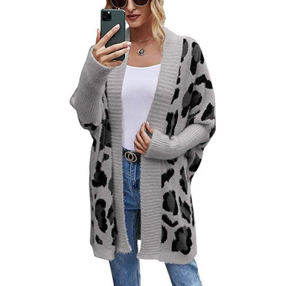 Women's Long Sleeves Leopard Print Knitting Cardigan DailySale