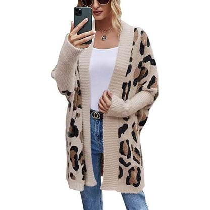Women's Long Sleeves Leopard Print Knitting Cardigan DailySale