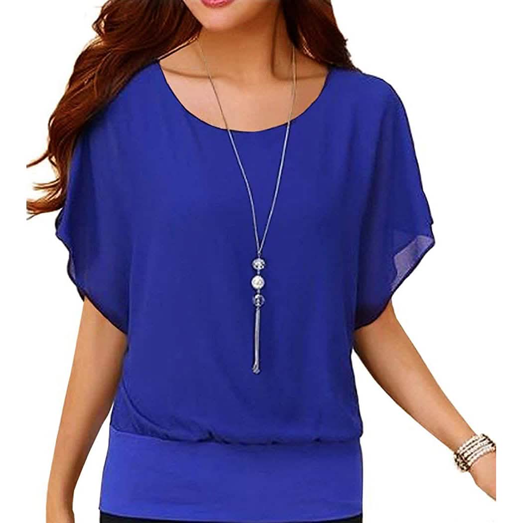 Women's Loose Casual Short Sleeve Chiffon Top T-Shirt Blouse DailySale
