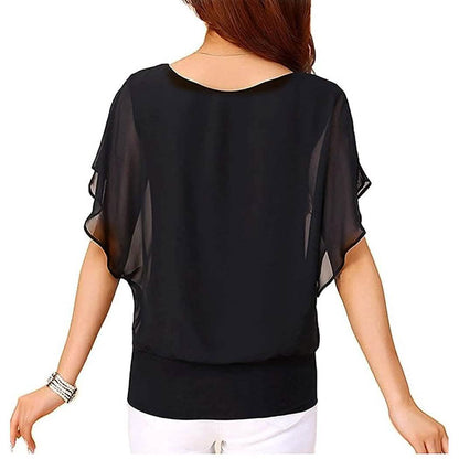 Women's Loose Casual Short Sleeve Chiffon Top T-Shirt Blouse DailySale
