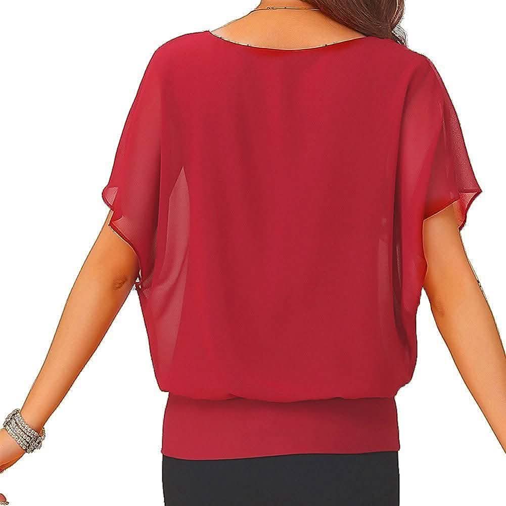 Women's Loose Casual Short Sleeve Chiffon Top T-Shirt Blouse DailySale