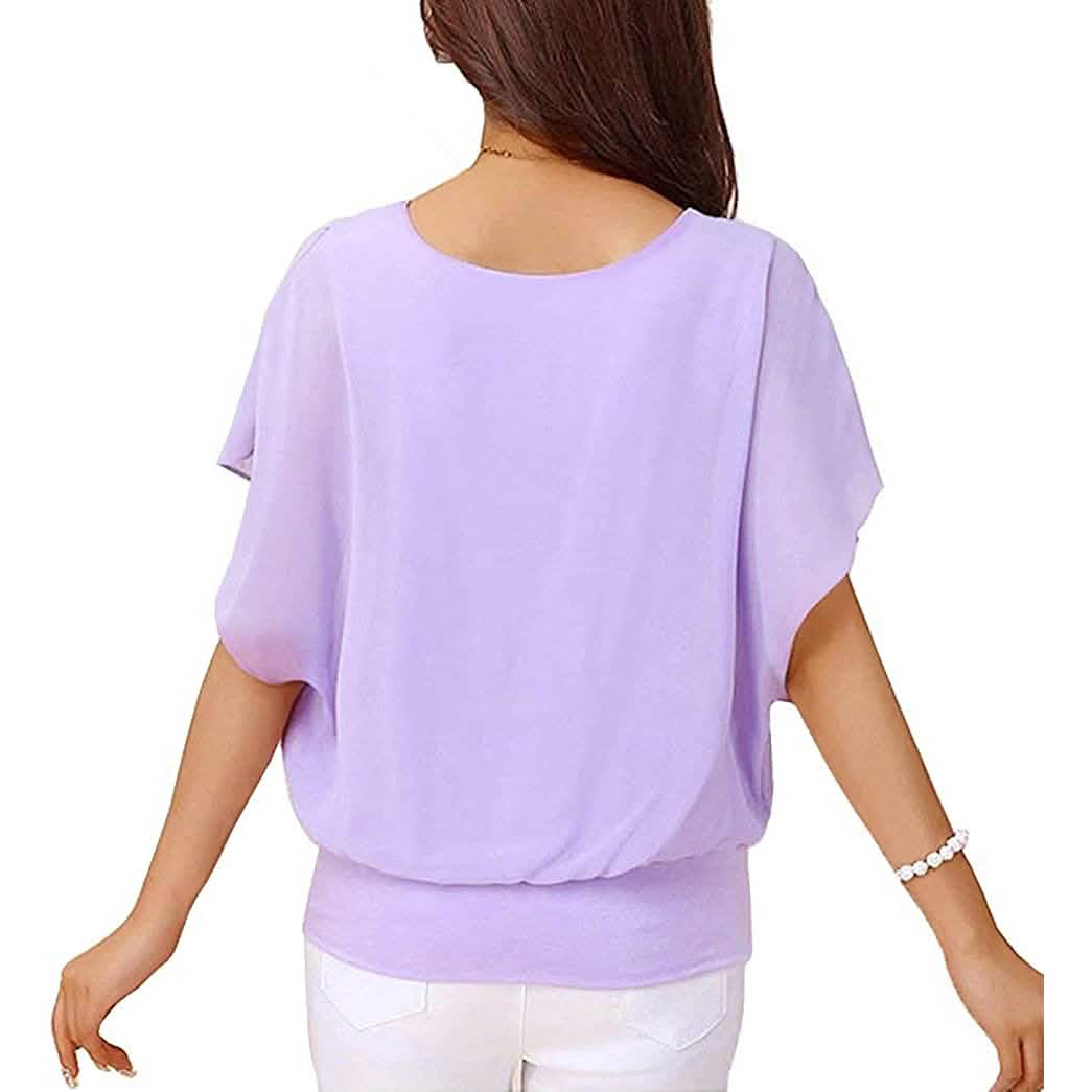Women's Loose Casual Short Sleeve Chiffon Top T-Shirt Blouse DailySale