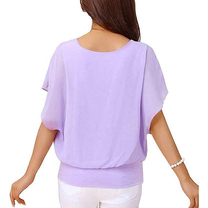 Women's Loose Casual Short Sleeve Chiffon Top T-Shirt Blouse DailySale