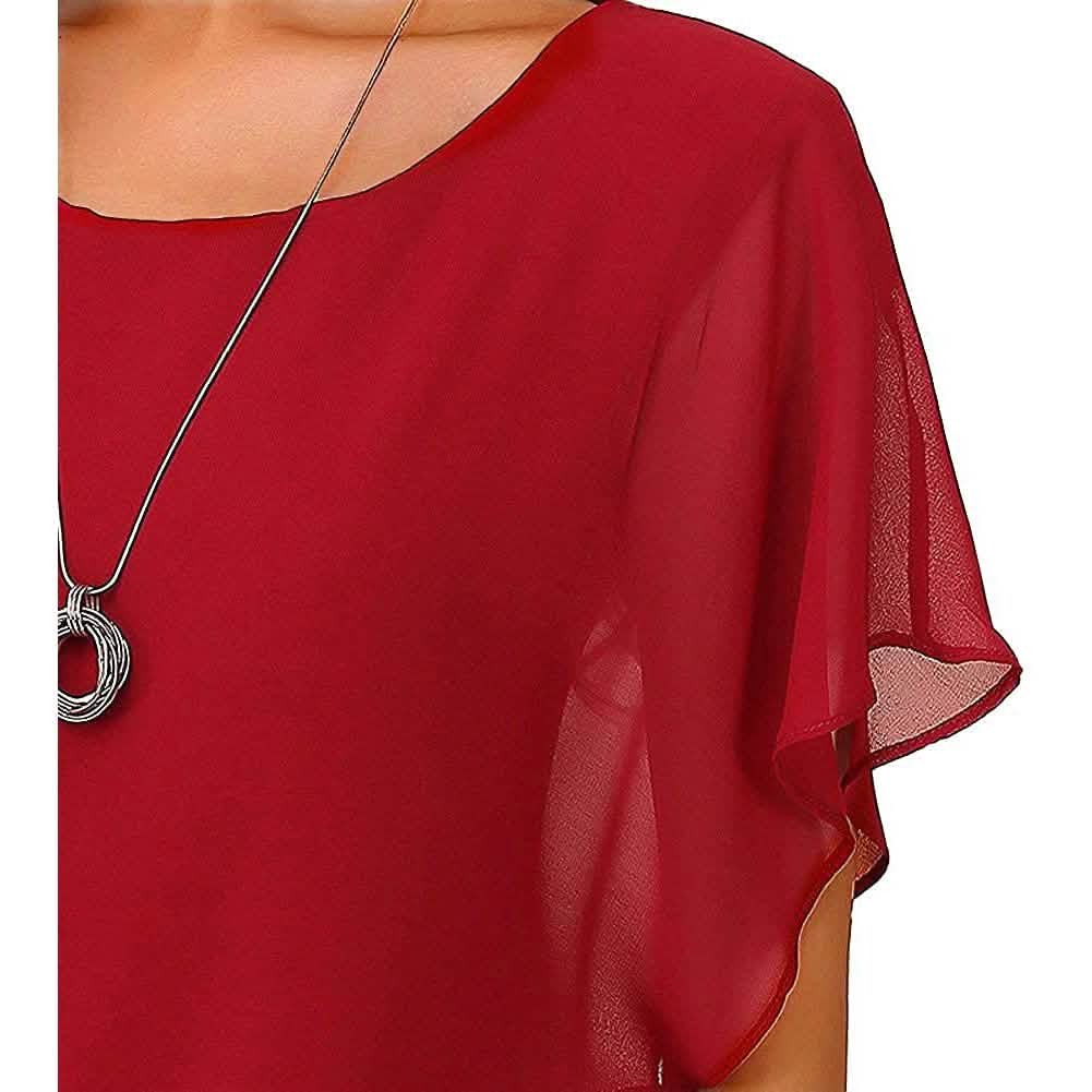 Women's Loose Casual Short Sleeve Chiffon Top T-Shirt Blouse DailySale