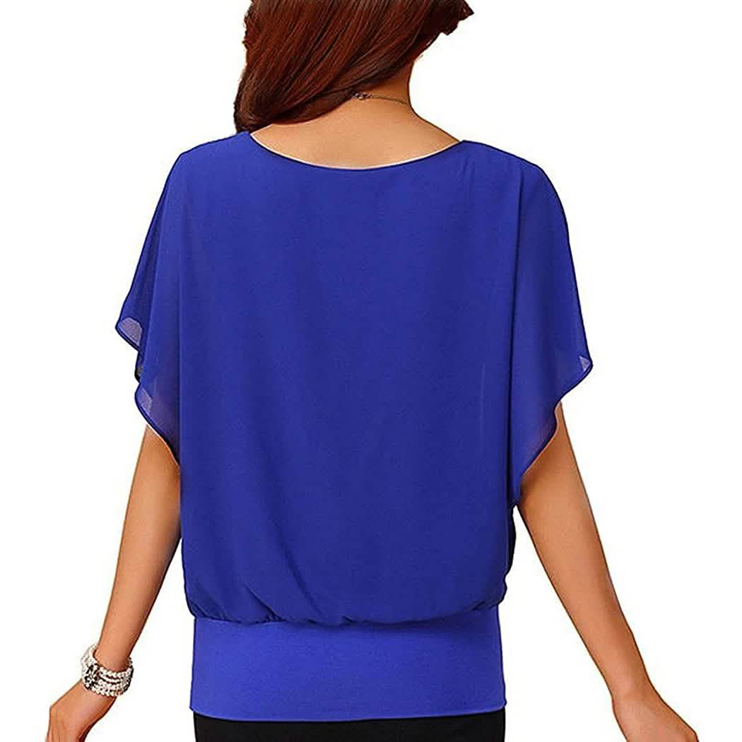 Women's Loose Casual Short Sleeve Chiffon Top T-Shirt Blouse DailySale