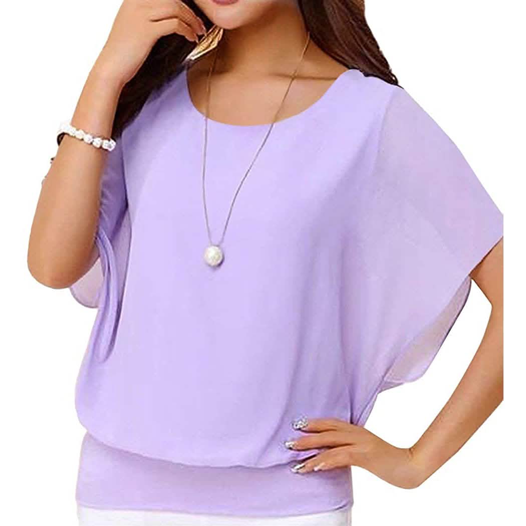 Women's Loose Casual Short Sleeve Chiffon Top T-Shirt Blouse DailySale