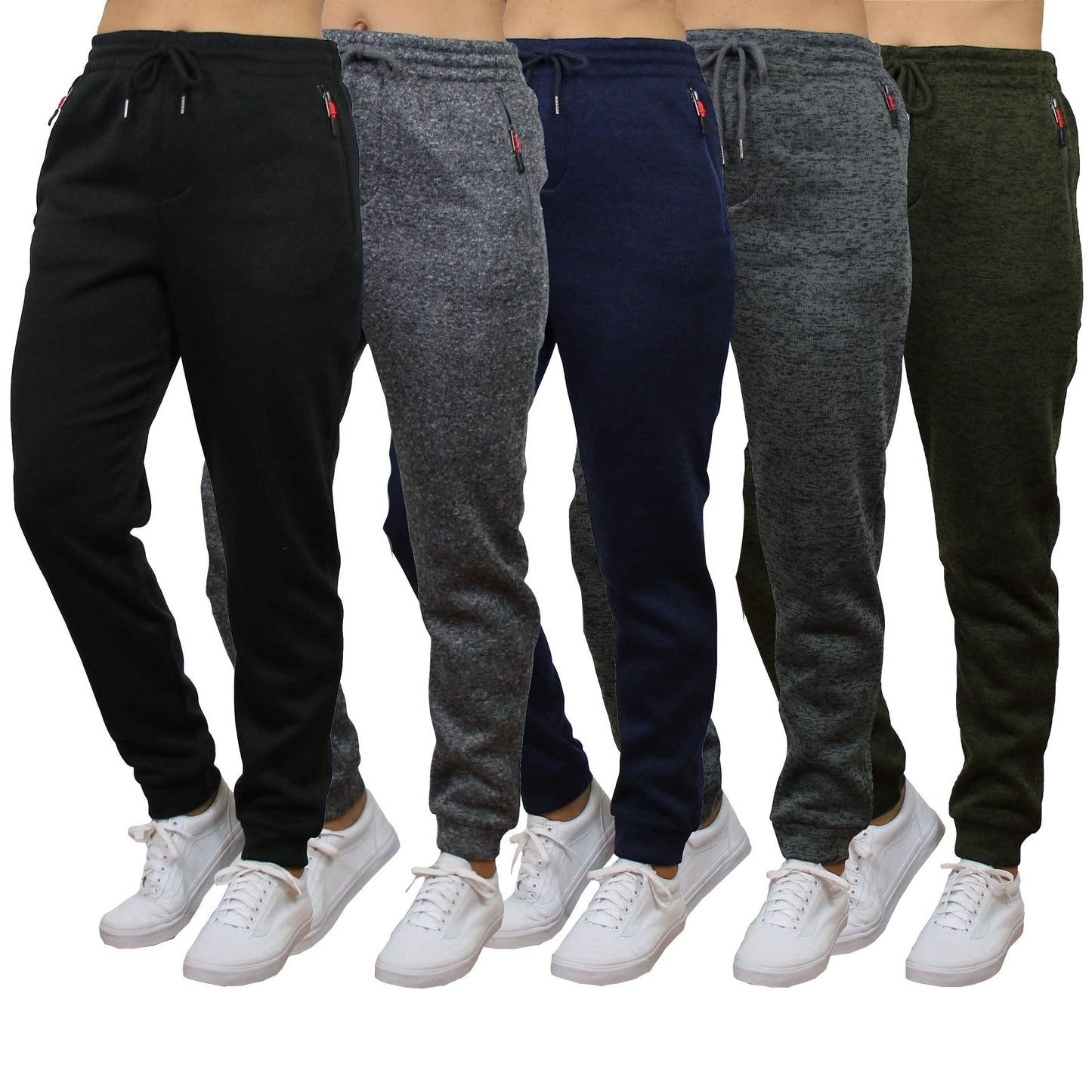 Women's Loose-Fit Marled Fleece Jogger Sweatpants With Zipper Pockets DailySale