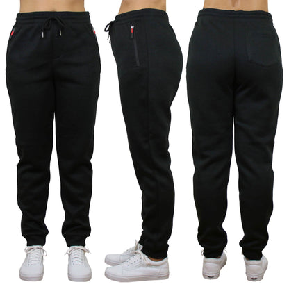 Women's Loose-Fit Marled Fleece Jogger Sweatpants With Zipper Pockets DailySale