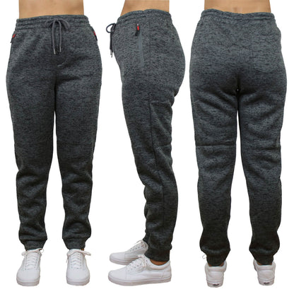 Women's Loose-Fit Marled Fleece Jogger Sweatpants With Zipper Pockets DailySale