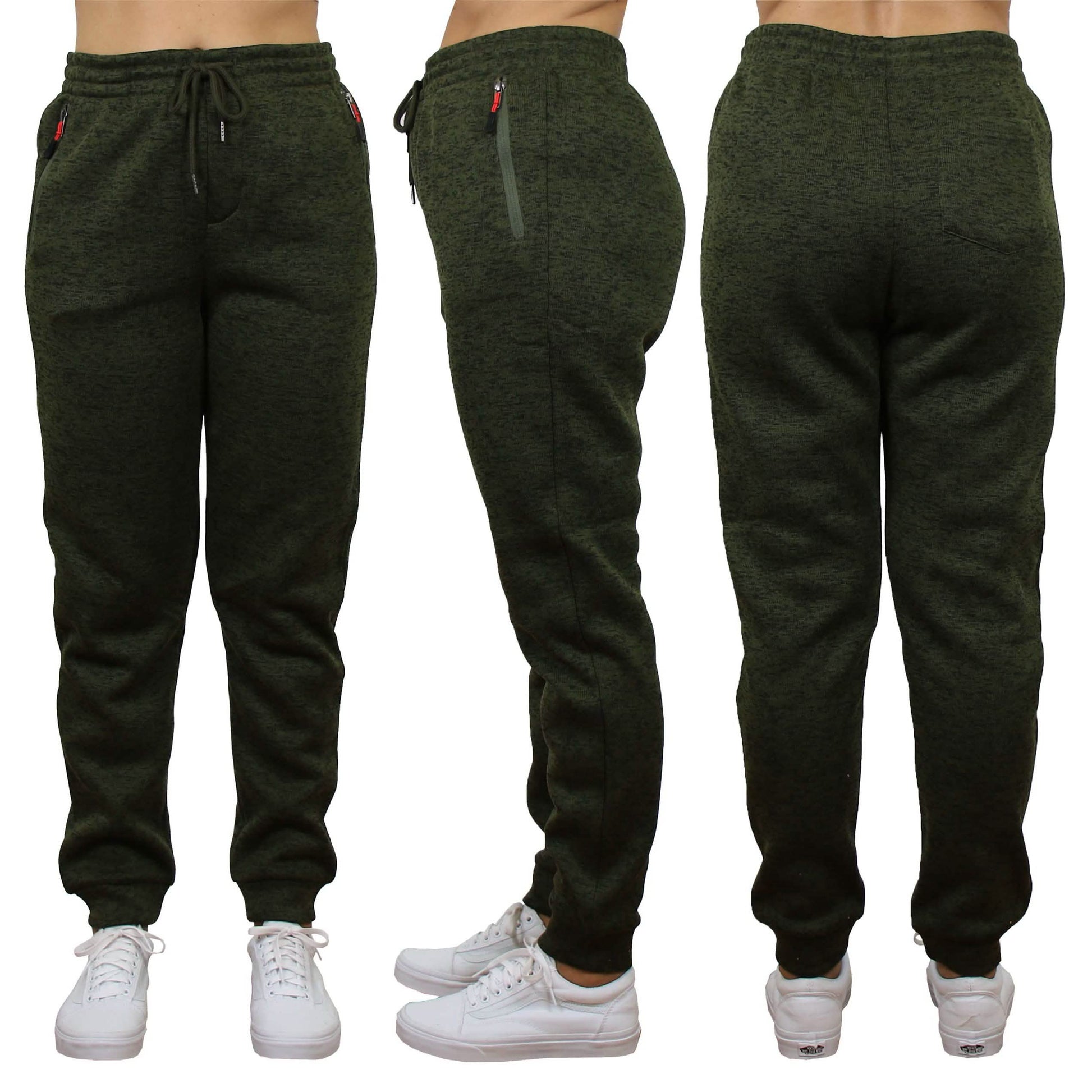 Women's Loose-Fit Marled Fleece Jogger Sweatpants With Zipper Pockets DailySale