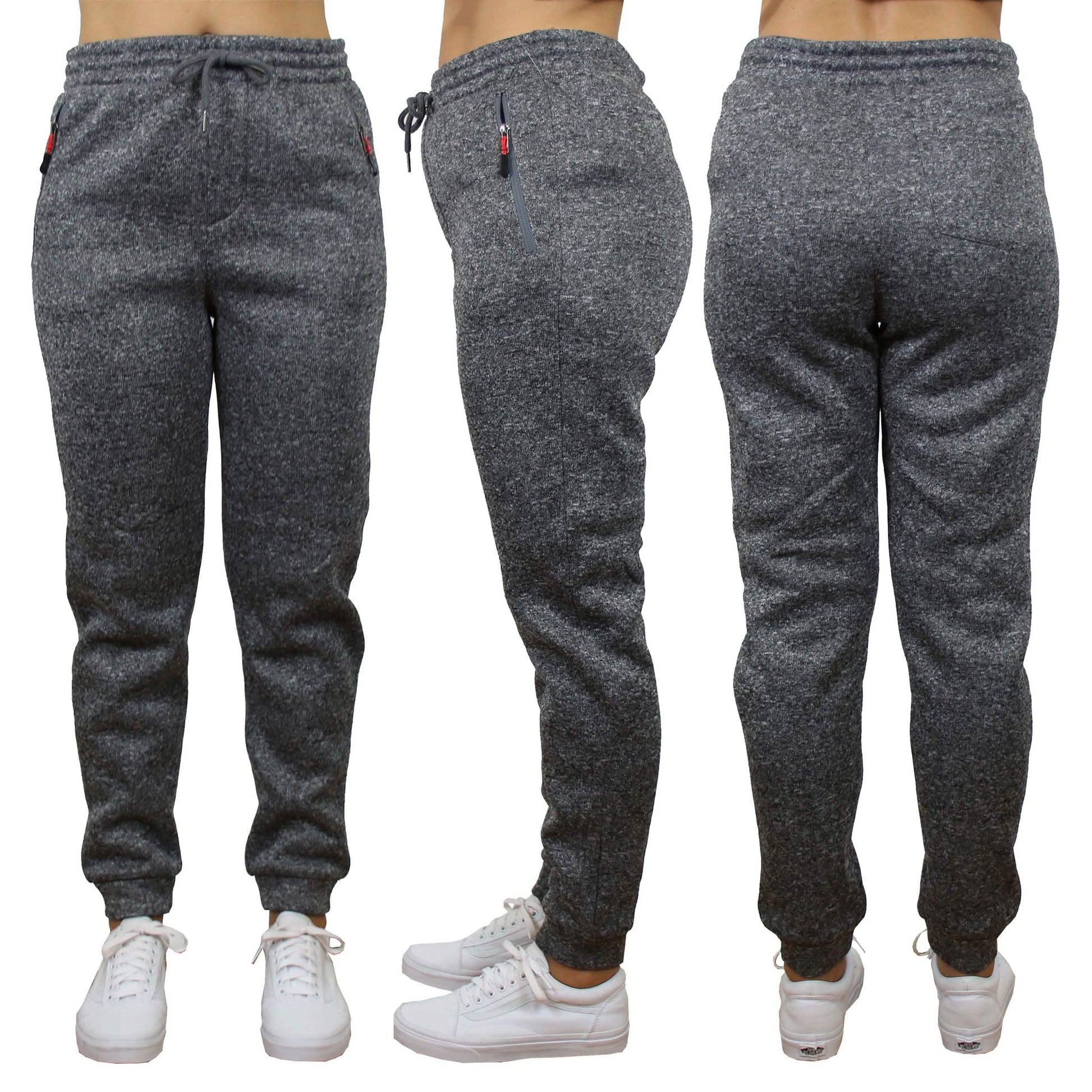 Women's Loose-Fit Marled Fleece Jogger Sweatpants With Zipper Pockets DailySale
