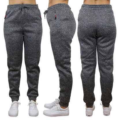 Women's Loose-Fit Marled Fleece Jogger Sweatpants With Zipper Pockets DailySale