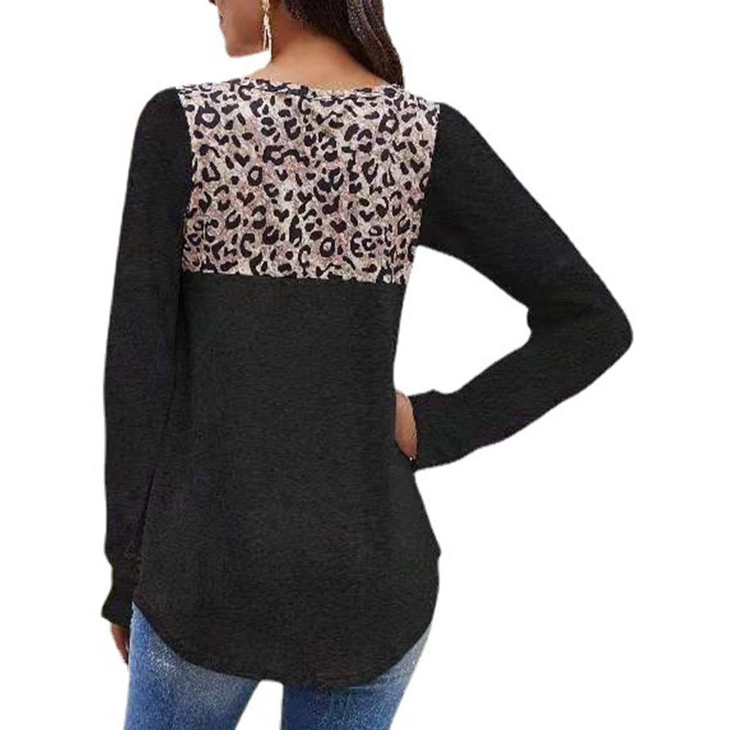 Womens Loose Tops Long Sleeve Tunic Color Block Casual Shirts DailySale