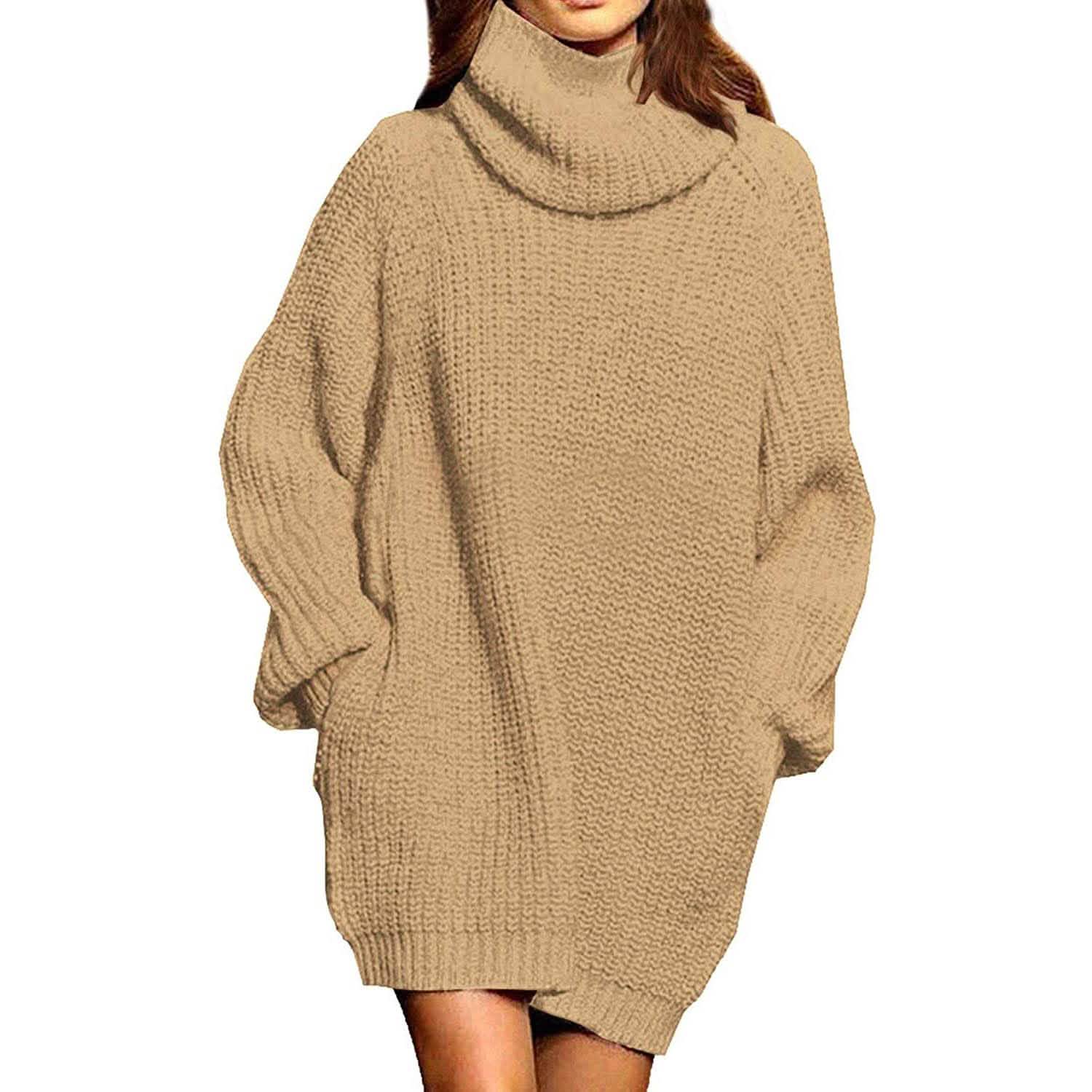 Women's Loose Turtleneck Oversize Long Pullover Sweater Dress DailySale