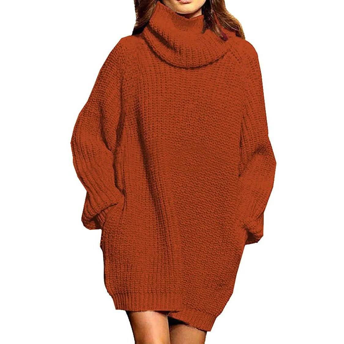 Women's Loose Turtleneck Oversize Long Pullover Sweater Dress DailySale