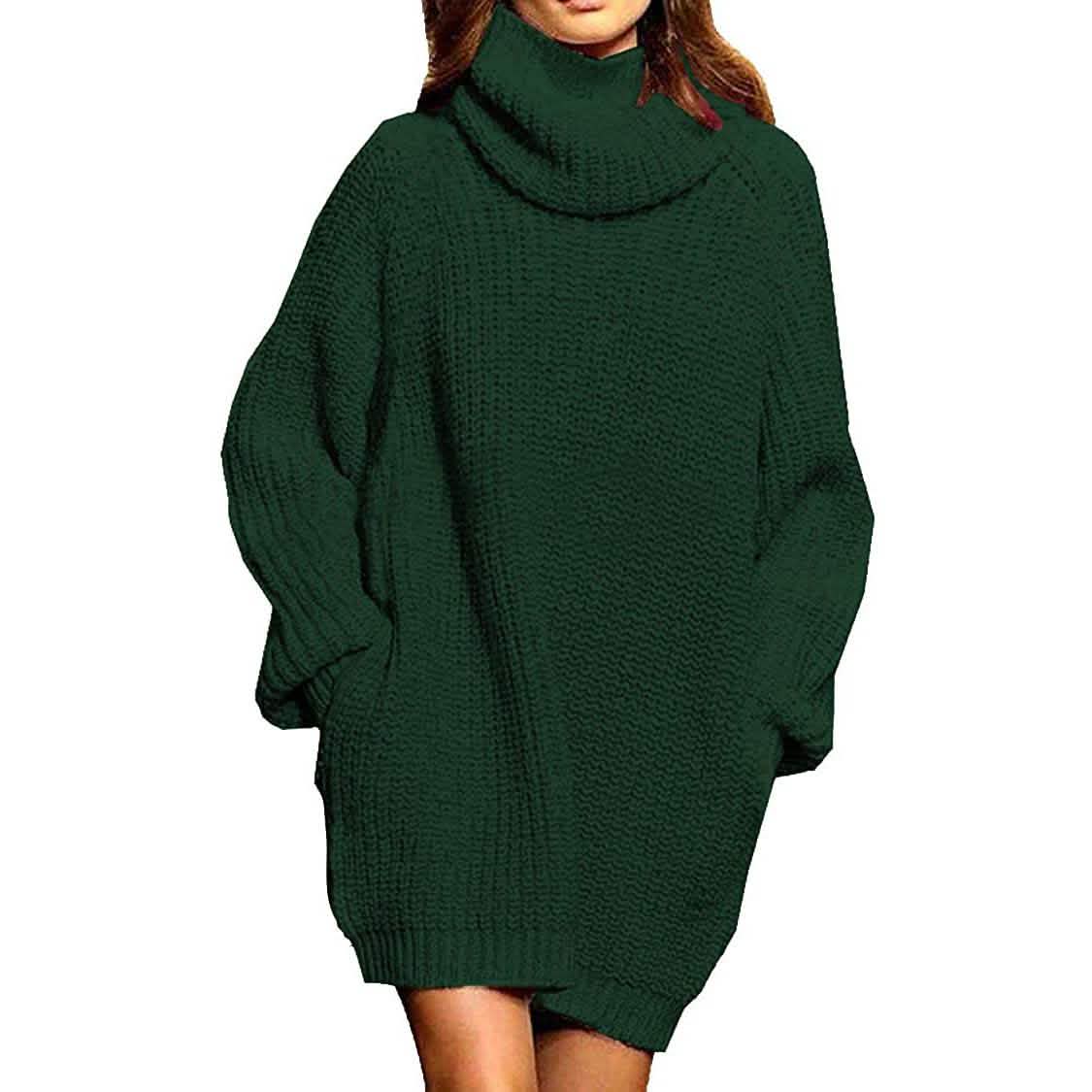 Women's Loose Turtleneck Oversize Long Pullover Sweater Dress DailySale