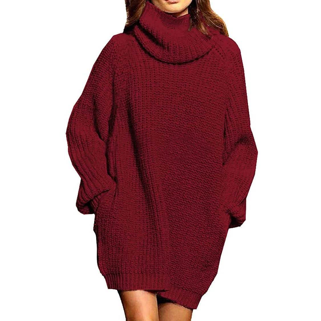 Women's Loose Turtleneck Oversize Long Pullover Sweater Dress DailySale