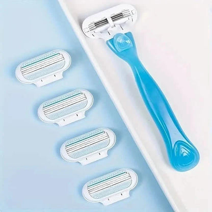 Women's Manual Hair Removal Tool, 1 Handle + 8 Blades, 3-layer Stainless Steel Blades, Non Slip Handle DailySale