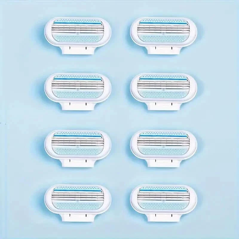 Women's Manual Hair Removal Tool, 1 Handle + 8 Blades, 3-layer Stainless Steel Blades, Non Slip Handle DailySale
