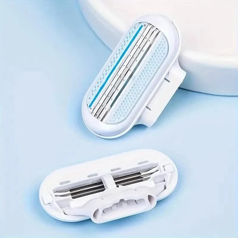 Women's Manual Hair Removal Tool, 1 Handle + 8 Blades, 3-layer Stainless Steel Blades, Non Slip Handle DailySale