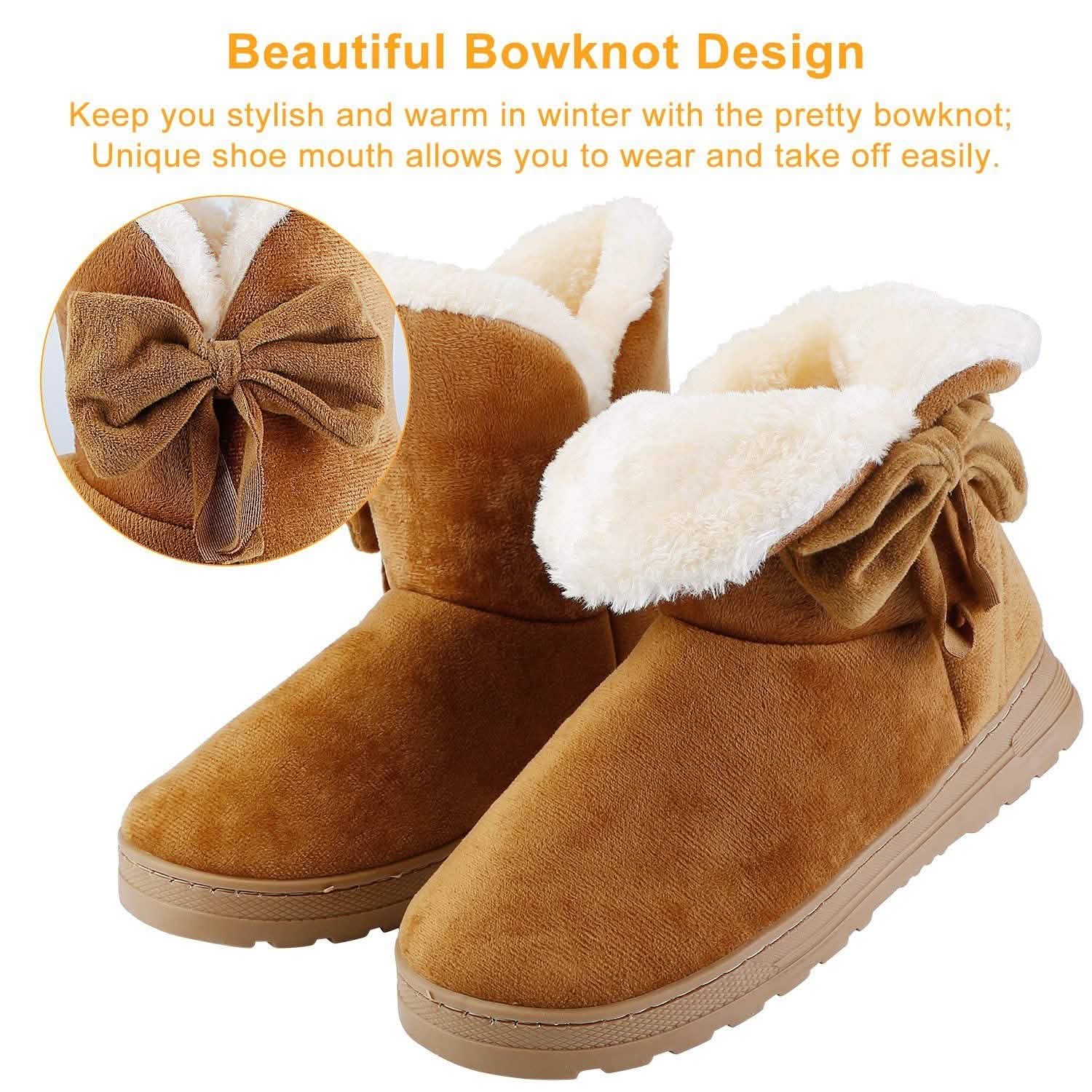 Womens Mid-Calf Winter Shoes with Anti Slip Rubber Base Bowknot DailySale