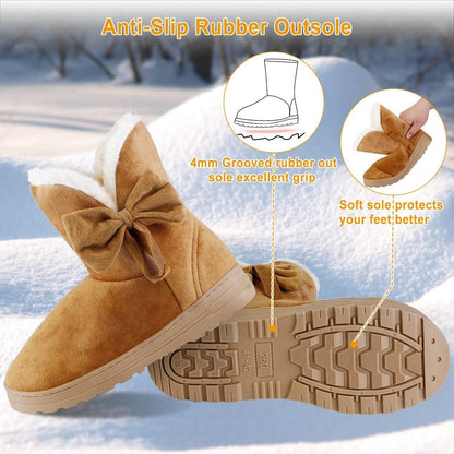 Womens Mid-Calf Winter Shoes with Anti Slip Rubber Base Bowknot DailySale