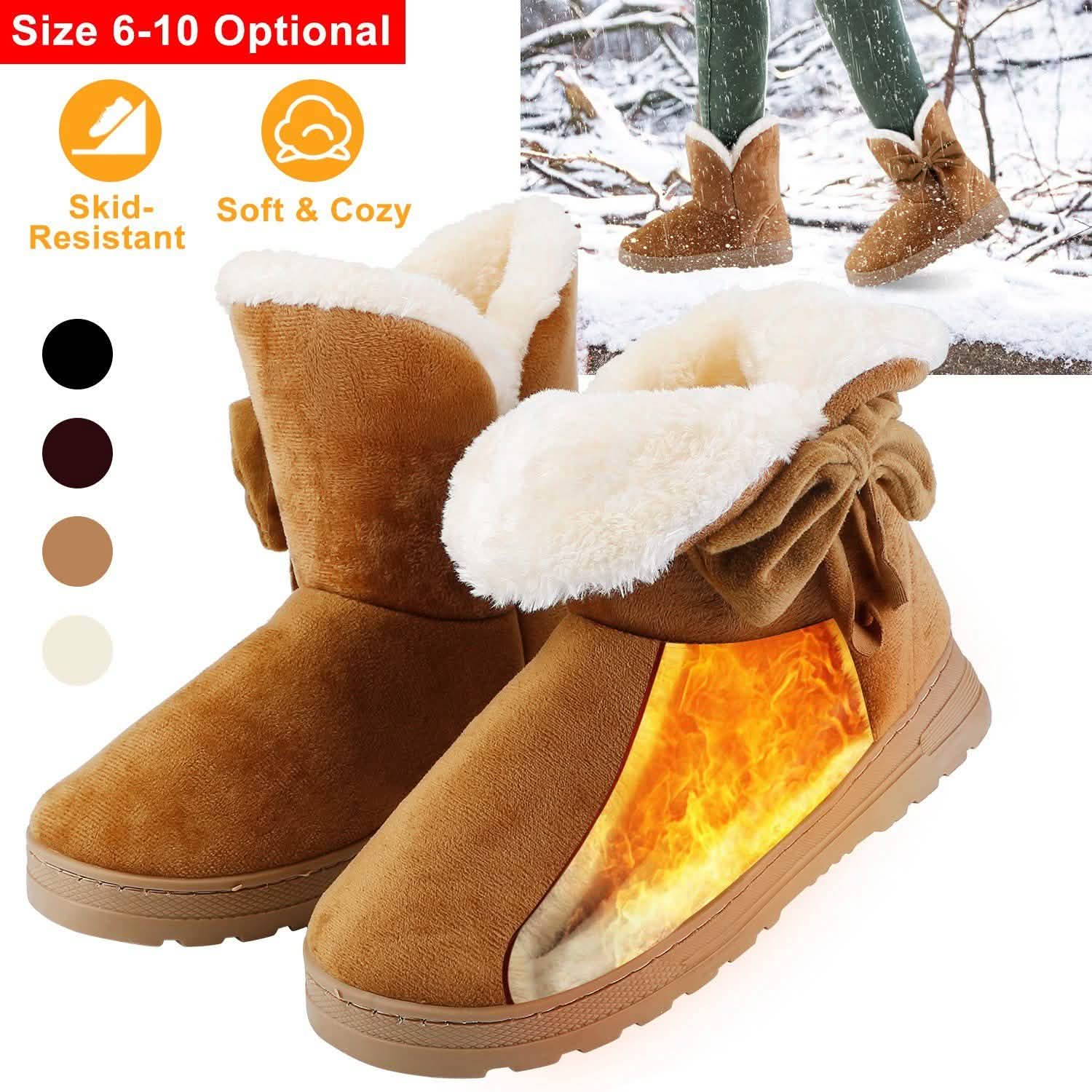 Womens Mid-Calf Winter Shoes with Anti Slip Rubber Base Bowknot DailySale