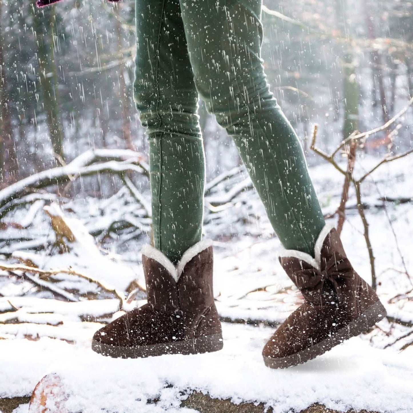 Womens Mid-Calf Winter Shoes with Anti Slip Rubber Base Bowknot DailySale