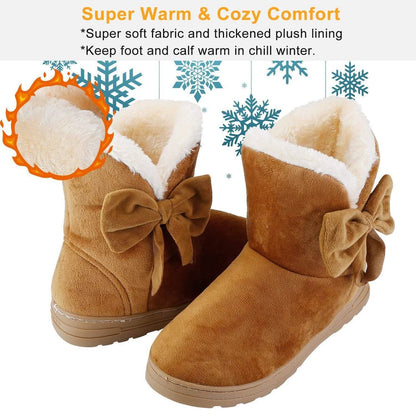 Womens Mid-Calf Winter Shoes with Anti Slip Rubber Base Bowknot DailySale