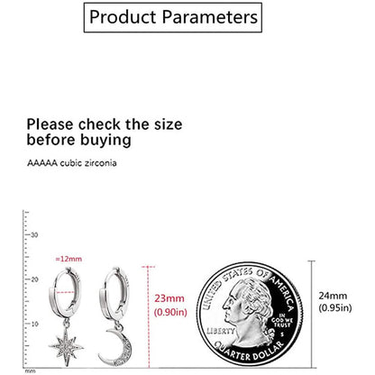 Women's Moon Star Pendant Small Hoop Earrings DailySale